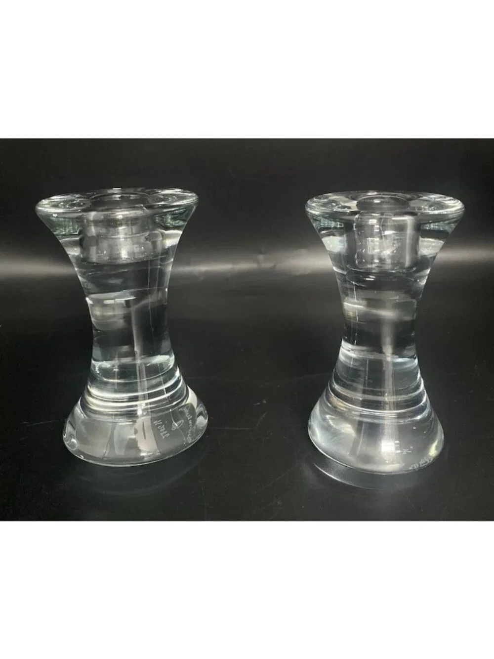 Set of 2 Danish Holmegaard Per Lutken Signed Taper Candle Holders  4.25”